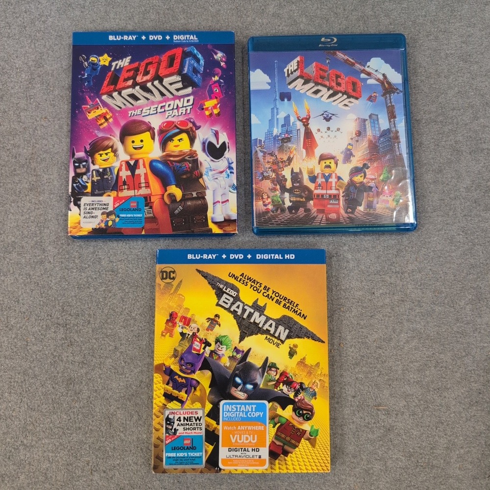 The LEGO Movie 1 & 2 and The LEGO Batman Movie Blu-ray DVD Bundle Lot 3 Films - Picture 1 of 2